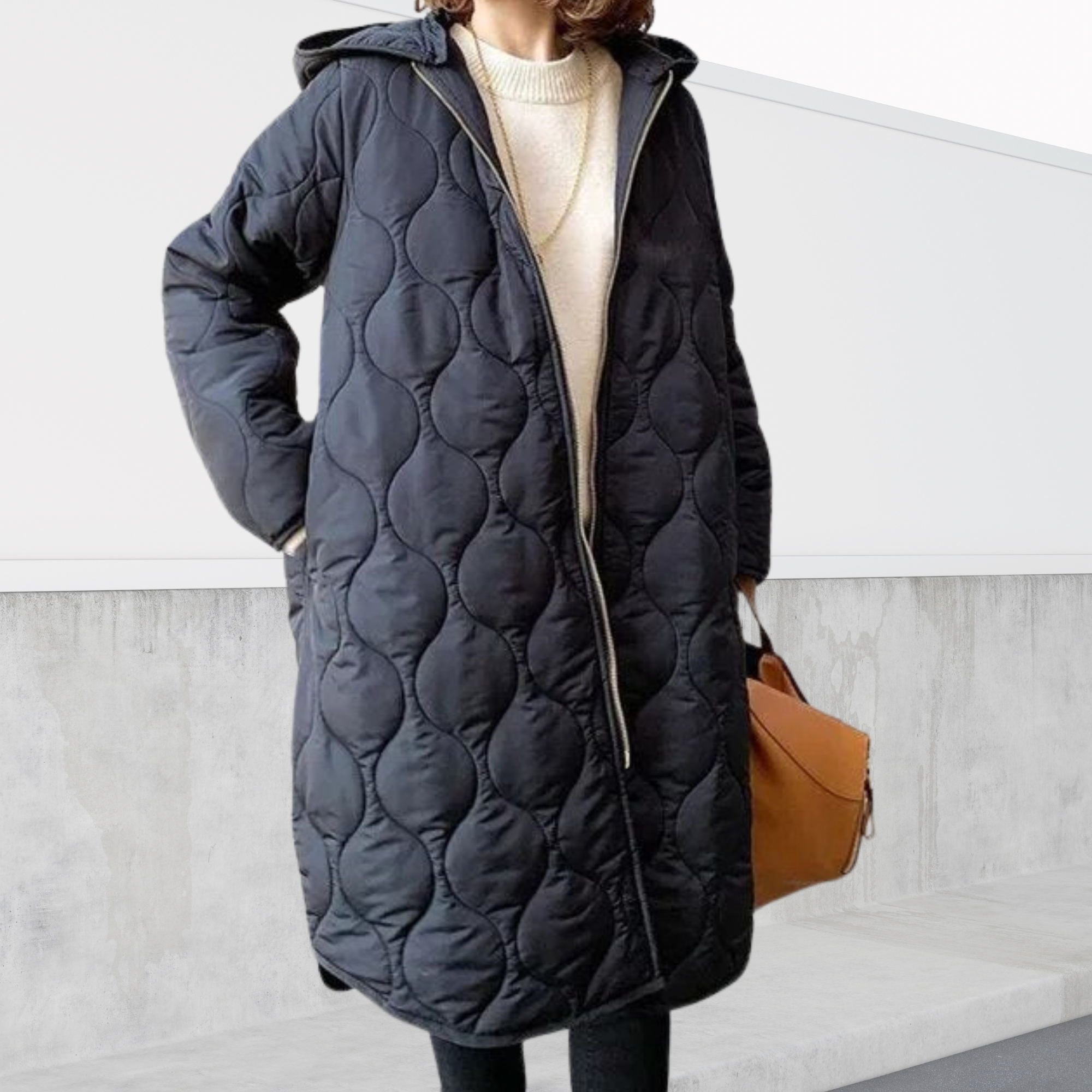Harriet Stoneleigh | Oversized Quilted Hooded Parka Coat in Navy
