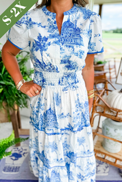 Marguerite Vosclaire | Classic Toile Maxi Dress in White & Brown