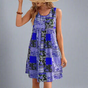 Séraphine Blackthorn | Boho Patchwork Floral Sleeveless Mini Dress