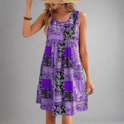 Séraphine Blackthorn | Boho Patchwork Floral Sleeveless Mini Dress