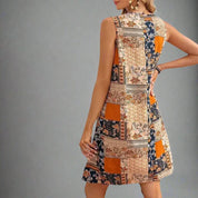 Séraphine Blackthorn | Boho Patchwork Floral Sleeveless Mini Dress