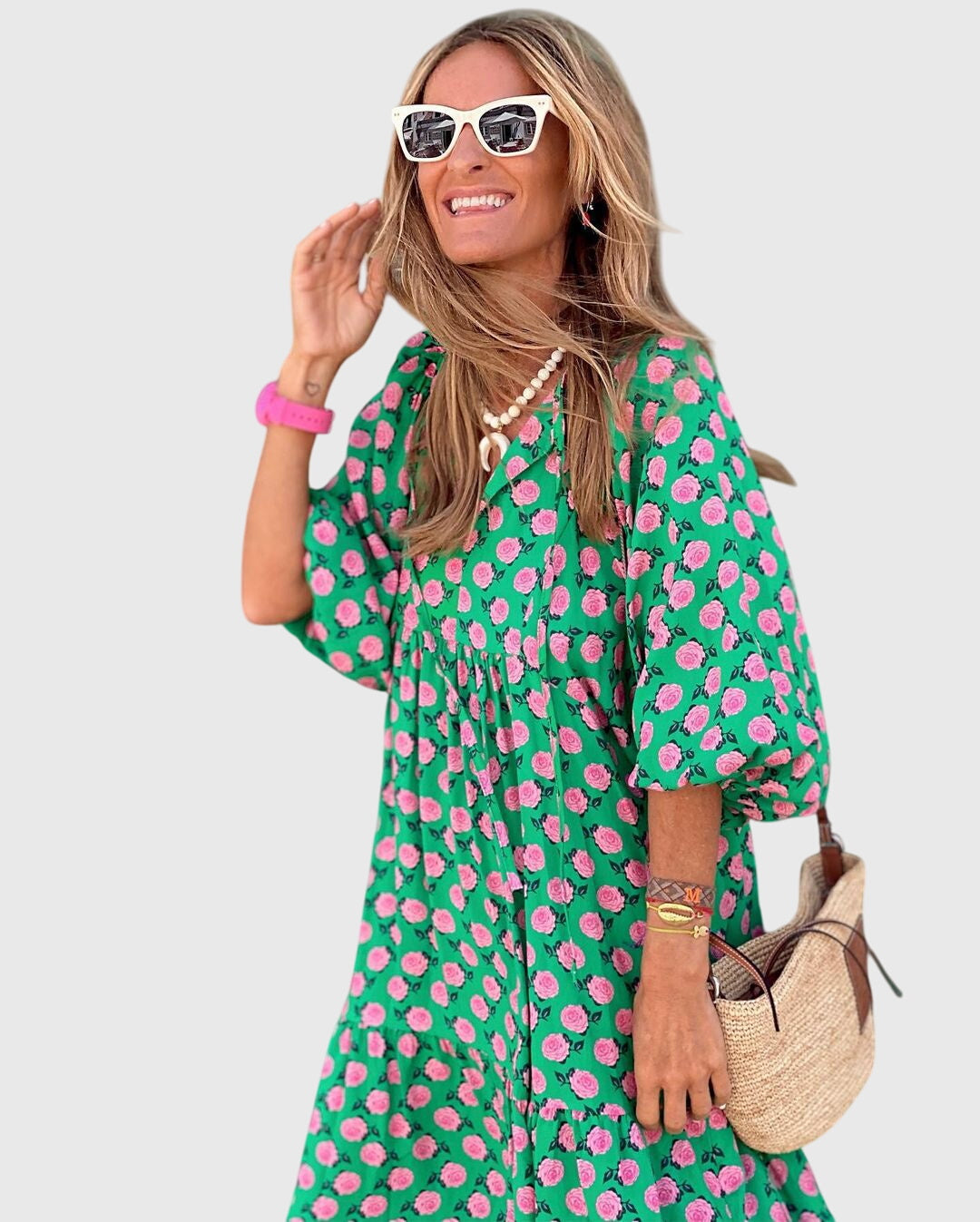 Claribel Ashenton | Green Floral Boho Maxi Dress