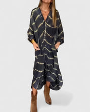 Beatrice Calloway | Tie-Dye Print Oversized Midi Shirt Dress