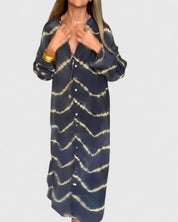 Beatrice Calloway | Tie-Dye Print Oversized Midi Shirt Dress