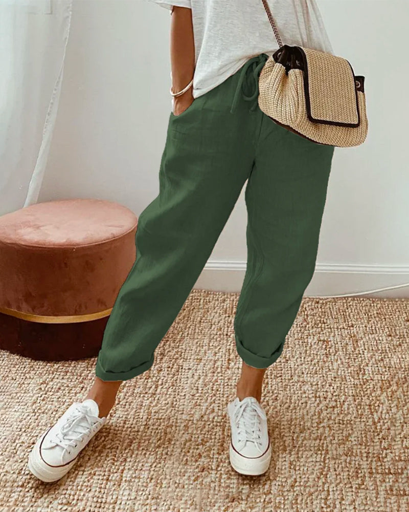 Céleste Beaumont | Lightweight Linen-Style Drawstring Pants