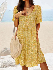 Coralie Vanbright | Blue Ditsy Floral Flutter Sleeve Smock Midi Dress