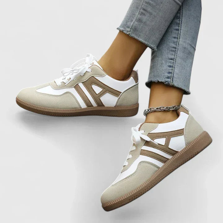 Ceceline Montvaux | Orthopedic Lace-Up Sneakers in Beige & White