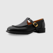 Marguerite Holloway | Black T-Strap Mary Jane Shoes with Low Block Heel