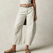 Christelle Vanbrough | High-Rise Barrel Leg Jeans in Light Acid-Wash Denim