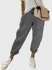 Céleste Duranville | High Waist Linen Drawstring Pants in Beige