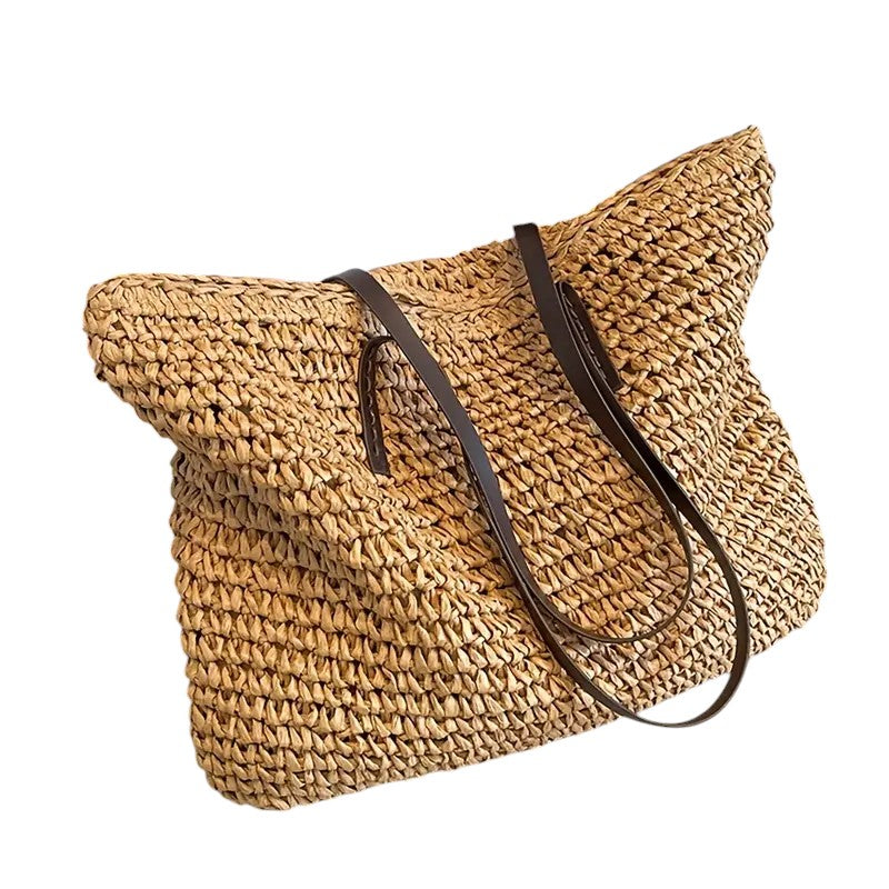 Margaux Delacroix | Spacious Woven Straw Beach Tote Bag