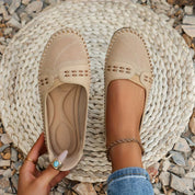 Camille Velthorpe | Beige Perforated Slip-On Comfort Flats