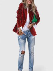 Vivienne Caldwell | Navy Velvet Single-Button Blazer
