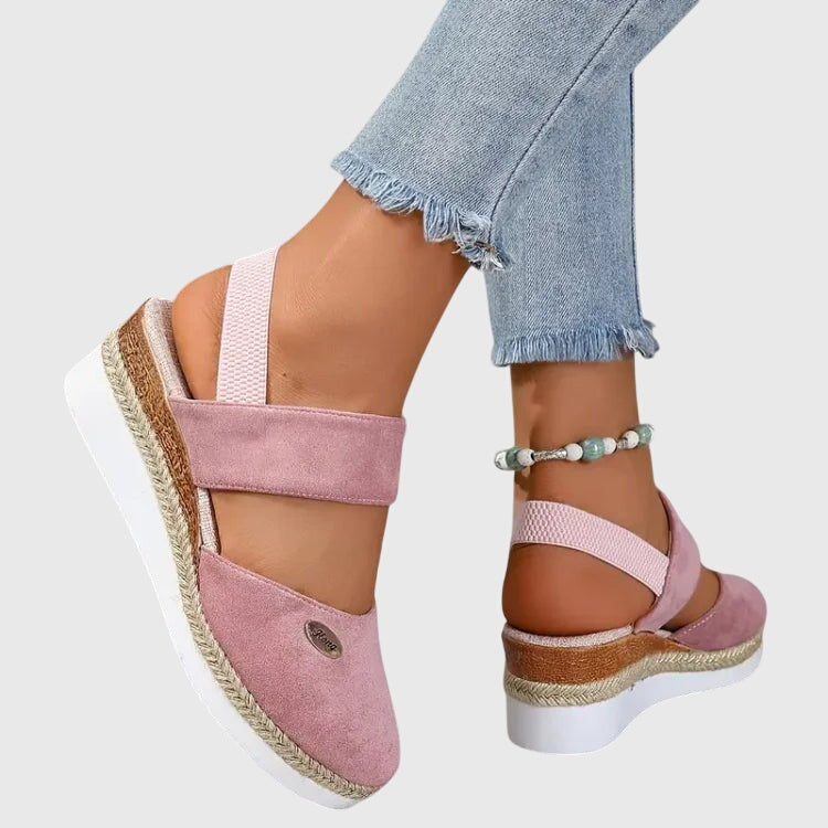 Marceline Fontverre | Beige Espadrille Wedge Orthopedic Sandals