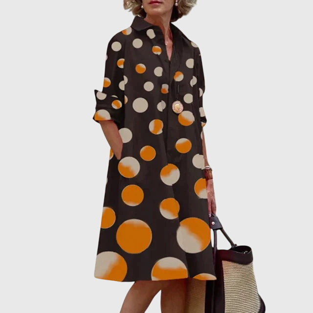 Genevra Whitfield | Red Midi Shirt Dress with Pockets