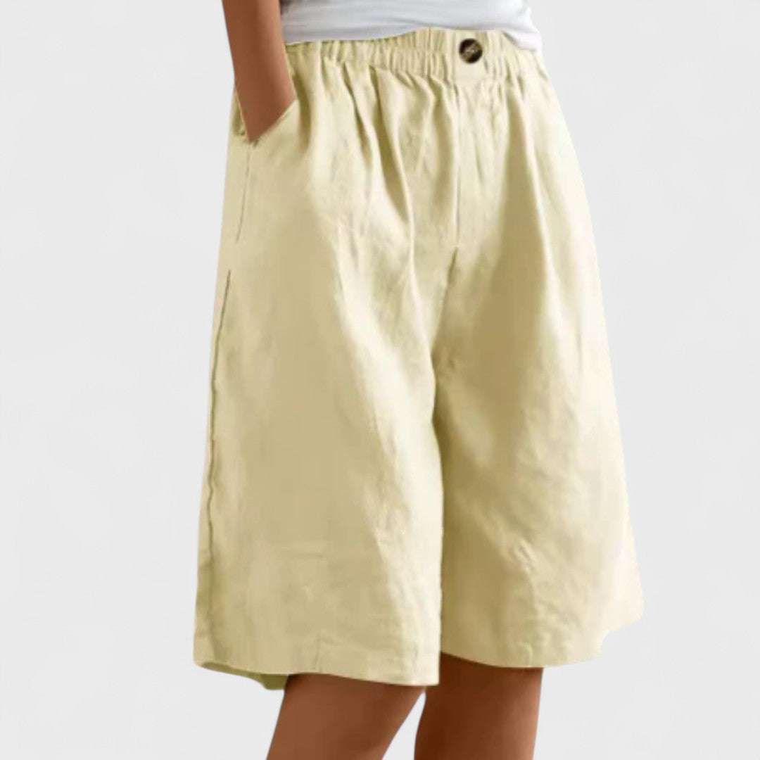 Dominique Chastelier | Army Green Linen Bermuda Shorts
