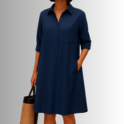 Seraphina Kelmsworth | Green A-Line Button Shirt Dress with Pockets