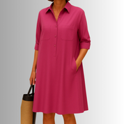 Seraphina Kelmsworth | Green A-Line Button Shirt Dress with Pockets