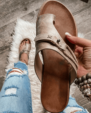 Séverine Fontaine | Flat Toe Ring Sandals in Black Boho Slide