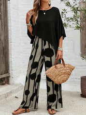 Mirella Fontcombe | Batwing Top & Wide Leg Print Pants Matching Set