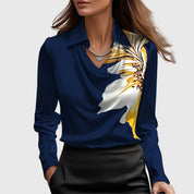 Séraphelle Wyndcourt | Satin Cowl-Neck Blouse in Champagne