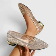 Natalie Chesterbourne | Gold Lace Orthopedic Flat Loafers