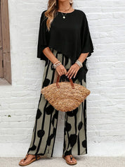 Mirella Fontcombe | Batwing Top & Wide Leg Print Pants Matching Set