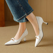 Eloise Branwell | Blush Patent Bow Detail Kitten Heel Pump