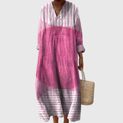 Camille Dutrieux | Colorblock Patchwork Stripe Maxi Dress
