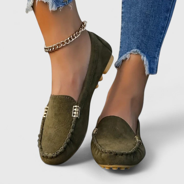 Eloise Blackthorn | Teal Suede Flat Slip-On Loafer