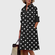 Genevra Whitfield | Red Midi Shirt Dress with Pockets