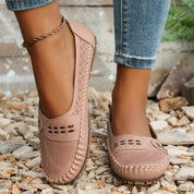 Camille Velthorpe | Beige Perforated Slip-On Comfort Flats
