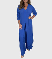 Vivienne Lacourte | Sage Green Long Blouse & Wide-Leg Pants Matching Set