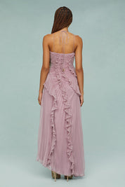 Céleste Vaudreau | Lavender Pleated Halter Midi Dress