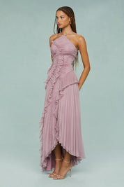 Céleste Vaudreau | Lavender Pleated Halter Midi Dress
