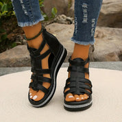 Vittoria Carmonde | Black Gladiator Platform Sandals with Rhinestone Detail