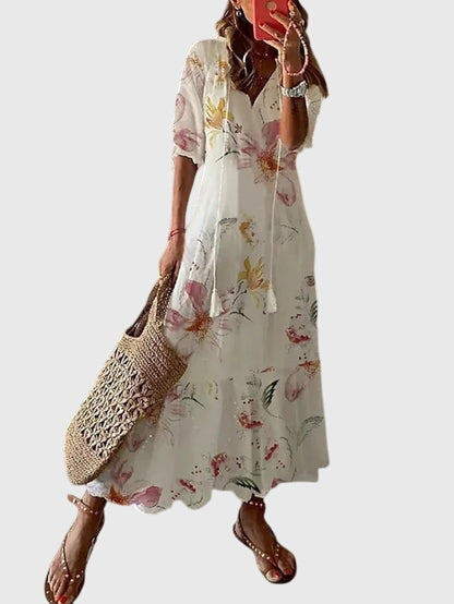 Cressida Montvallon | Blue Ikat Print Boho Maxi Dress