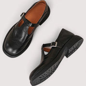 Rosalind Featherstone | Orthopedic Mary Jane Flats in Brown Leather
