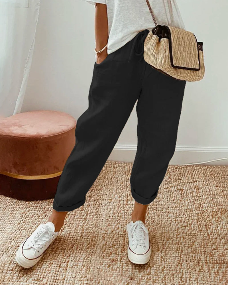 Céleste Beaumont | Lightweight Linen-Style Drawstring Pants