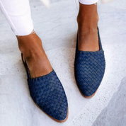 Nicolette Fairbourne | Brown Woven Vegan Leather Slingback Flats