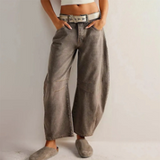 Christelle Vanbrough | High-Rise Barrel Leg Jeans in Light Acid-Wash Denim