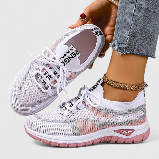 Adeline Beauchamp | Orthopedic Mesh Sneakers in Pink Beige