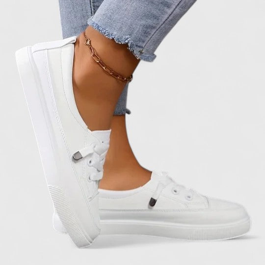 Emmeline Beaufort | White Lace-Up Orthopedic Sneakers