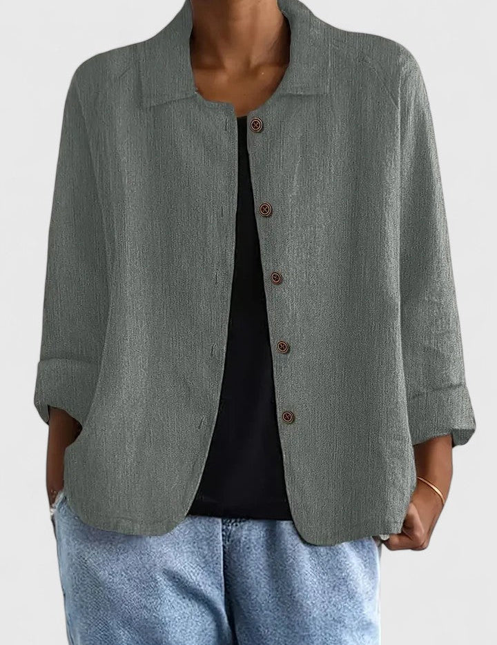 Philippa Ashmore | Pink Linen-Blend Button-Front Shirt