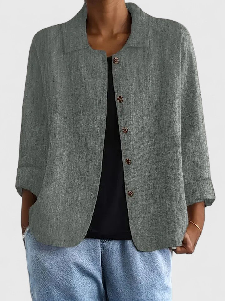 Philippa Ashmore | Pink Linen-Blend Button-Front Shirt