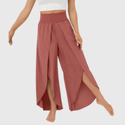 Antoinette Valmonde | Teal Wide-Leg Split Pants with High Waist
