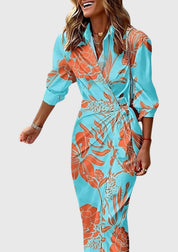 Ottilie Sancerre | Orange & Pink Geometric Print Wrap Midi Dress