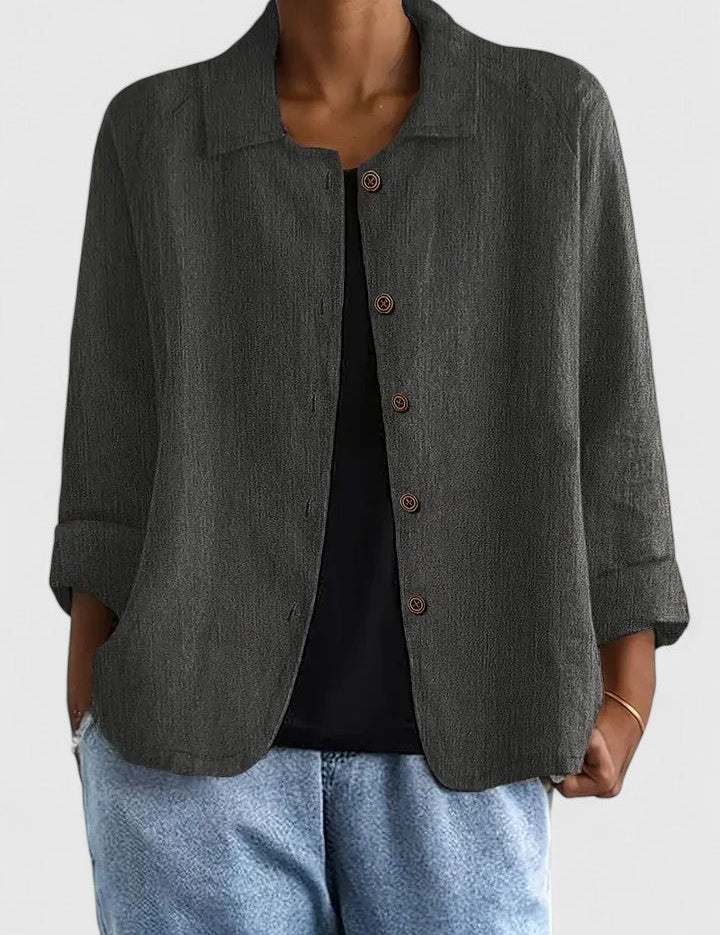 Philippa Ashmore | Pink Linen-Blend Button-Front Shirt