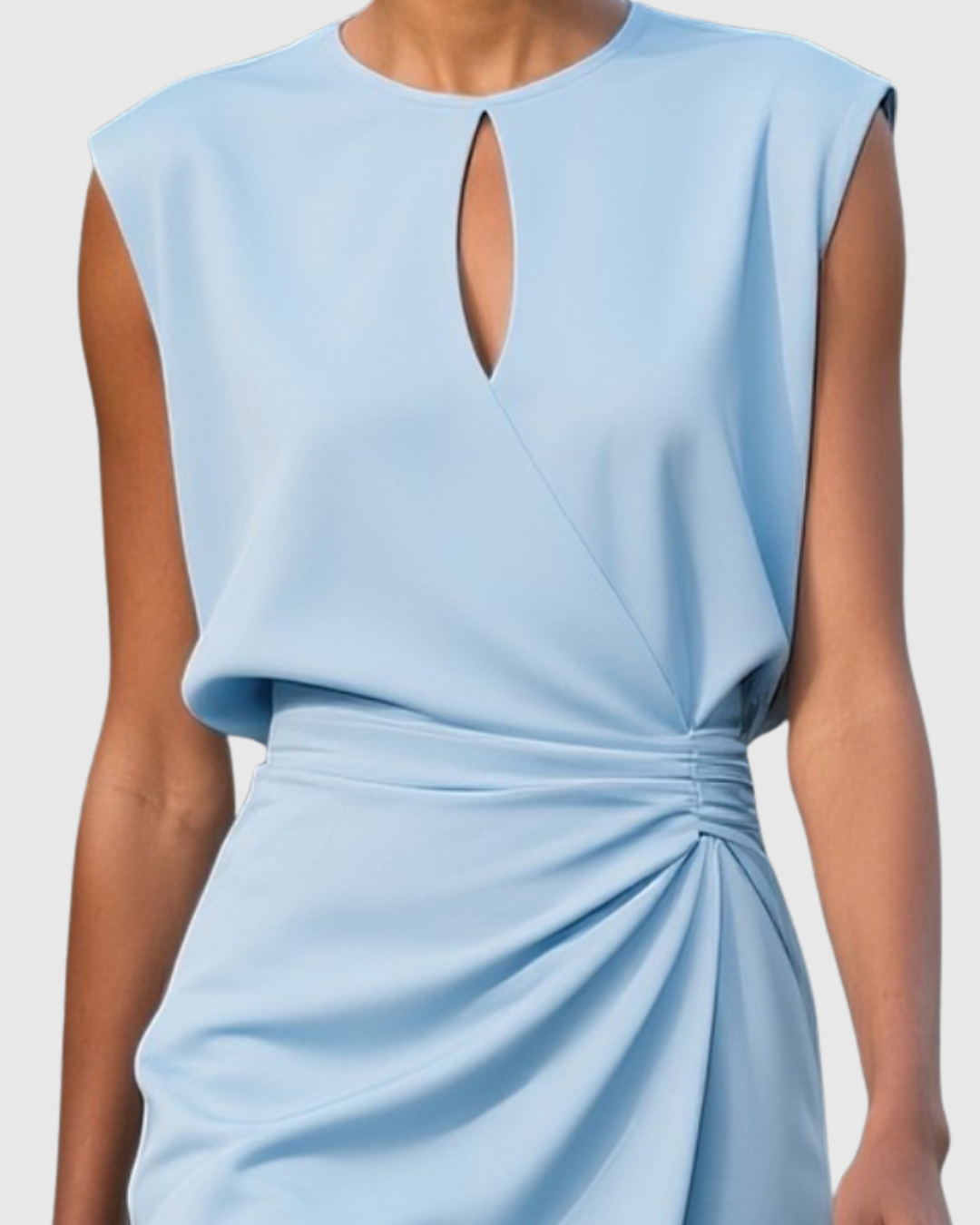 Camille Wrenthorpe | Light Blue Sleeveless Keyhole Midi Dress