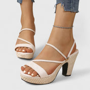 Seraphina Delvaux | Black Strappy Platform Block Heel Sandals